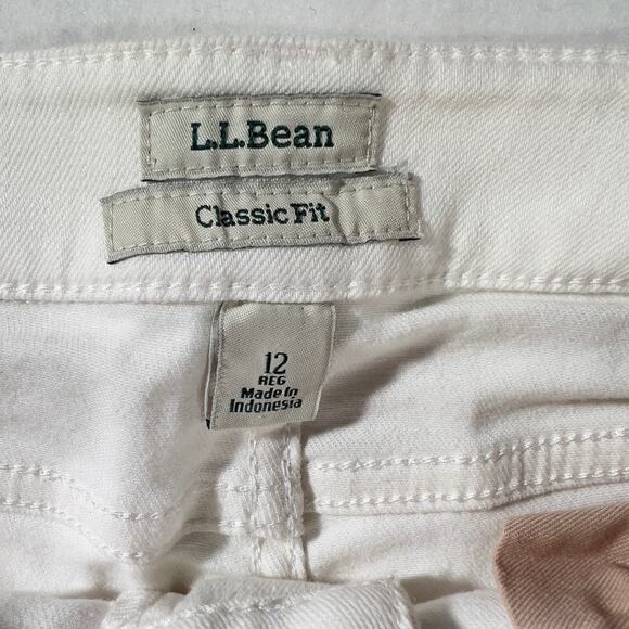 L.L. Bean Stretch Jeans Woman's 12 Classic Fit Upstretched 32W White 5-Pocket - Picture 2 of 14